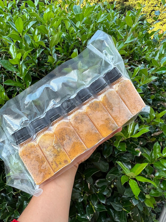 Paquete de shot de curcuma y jengibre